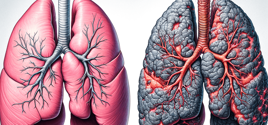 Comparaison entre les poumons sains et celui d'un fumeur Effet de la cigarette sur les poumons