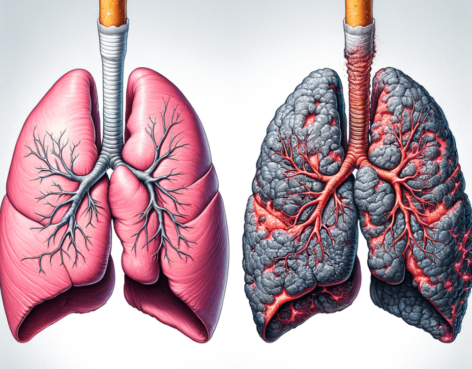 Comparaison entre les poumons sains et celui d'un fumeur Effet de la cigarette sur les poumons